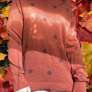 Ava & Viv Rust and Black Polka Dot Turtleneck Sweater